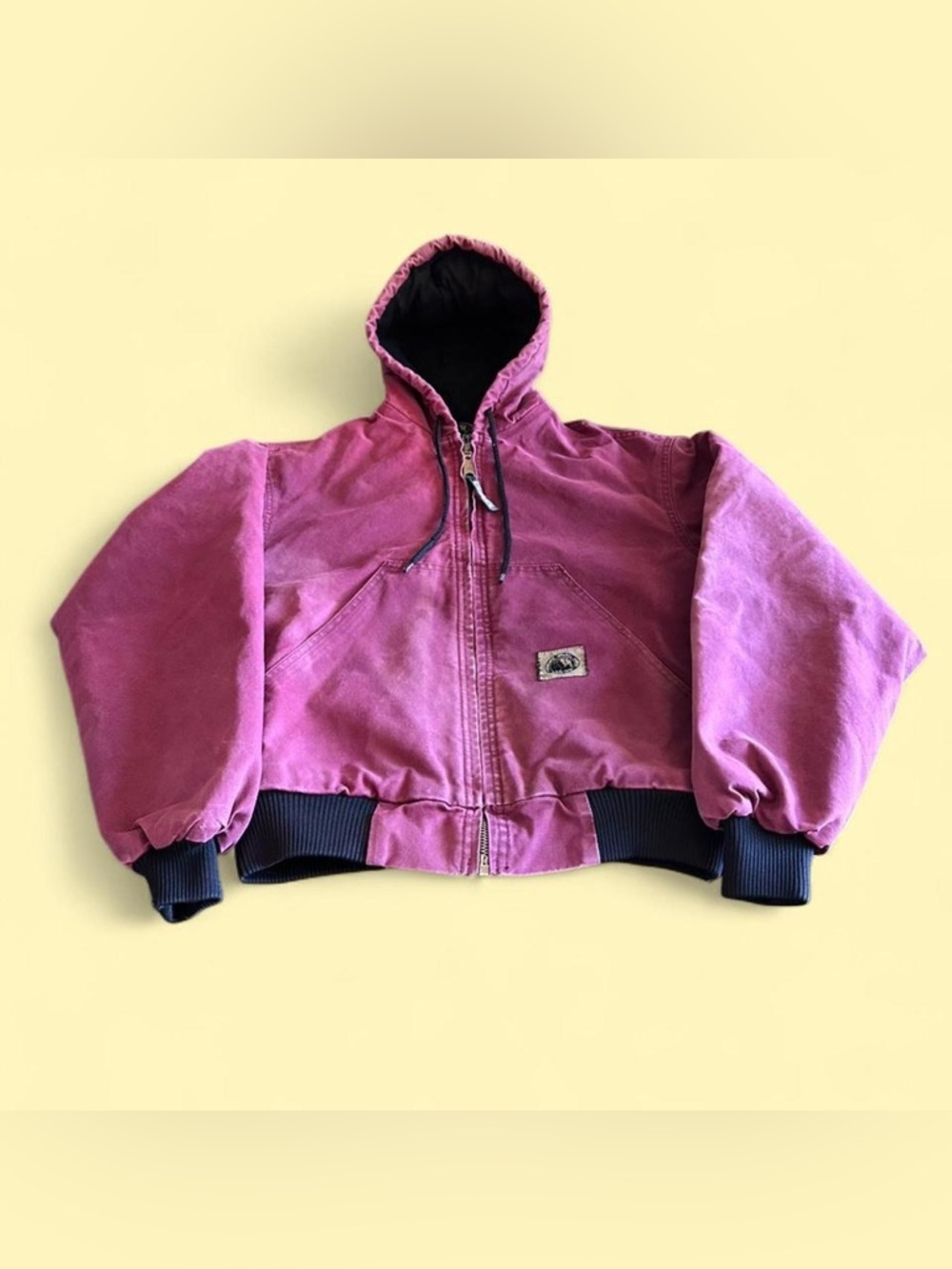 Vintage Berne Burgundy Canvas Jacket Pink Hooded Workwear L Carhartt Syle